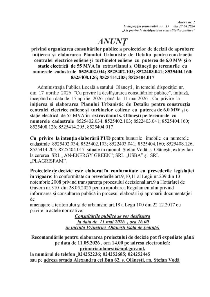 Anunț consultări publice